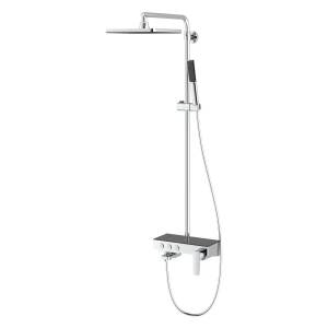 Душевая стойка Teska Niagara NG3501S с изливом, упаравление кнопками, черное стекло