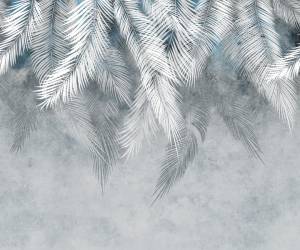 3D Фотообои Artegrafico «Тропические листья в голубых тонах» FLV-007 песок