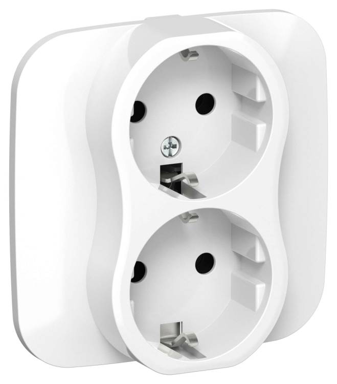 Розетка 2-местная с заземлением IEK Flite FI-R21A-16-K01 белый