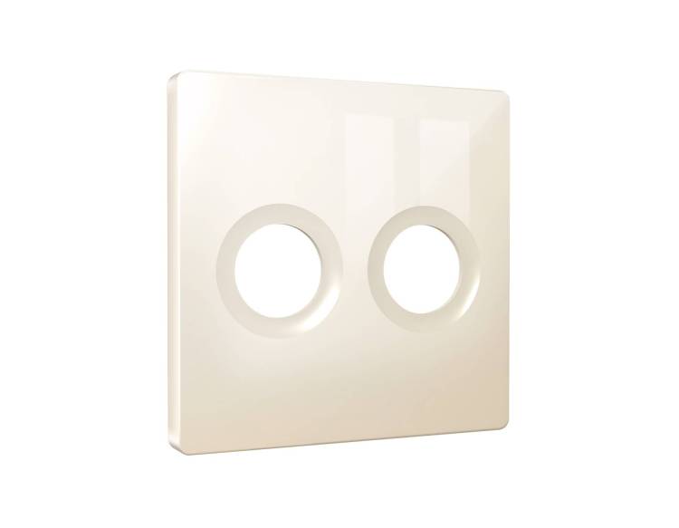 Лицевая панель для двойной TV розетки Ambrella Volt Alfa AP3133 бежевый глянец