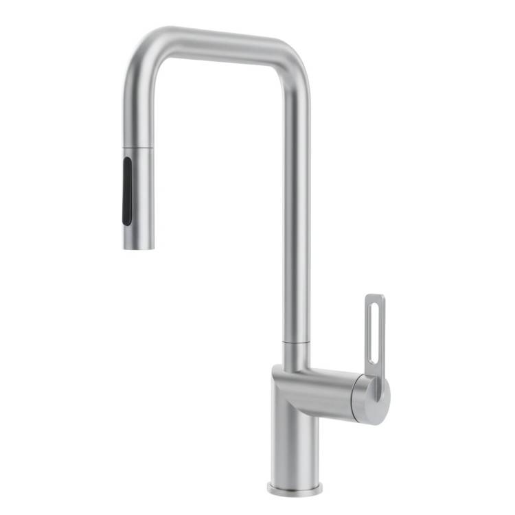 Смеситель для кухни Granula GR-8173 нержавеющая сталь, с выдвижным изливом