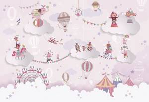 Бесшовные Eco обои Ortograf Little friends 34406 Облачный цирк Ворс+ ОЕ+