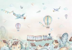 3D Фотообои Artegrafico «Весёлый паровозик» KID-034 канвас