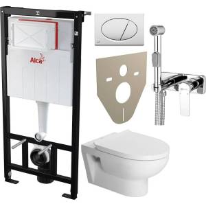 Комплект Унитаз подвесной Duravit DuraStyle 45620900A1 безободковый + Система инсталляции для унитазов AlcaPlast Sadromodul AM101/1120-001 с кнопкой, шумоизоляцией и гигиеническим душем