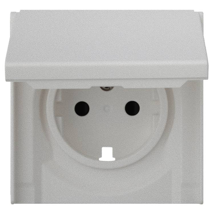 Лицевая панель для розетки 2к+з с крышкой Rikett 35634 SV серебро