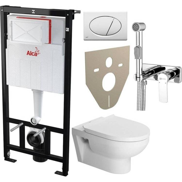 Комплект Унитаз подвесной Duravit DuraStyle 45620900A1 безободковый + Система инсталляции для унитазов AlcaPlast Sadromodul AM101/1120-001 с кнопкой, шумоизоляцией и гигиеническим душем