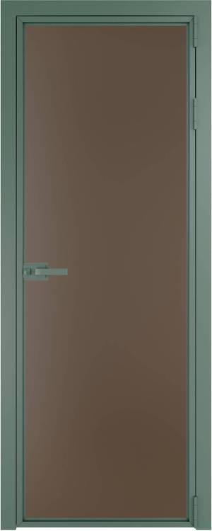 Межкомнатная дверь Profil Doors 1 AX цвет профиля Зеленый воск, стекло безопасное 6 мм монохром гляссе 700x2000