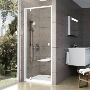 Душевая дверь в нишу Ravak Pivot PDOP1-80 Transparent, профиль белый + защитное средство