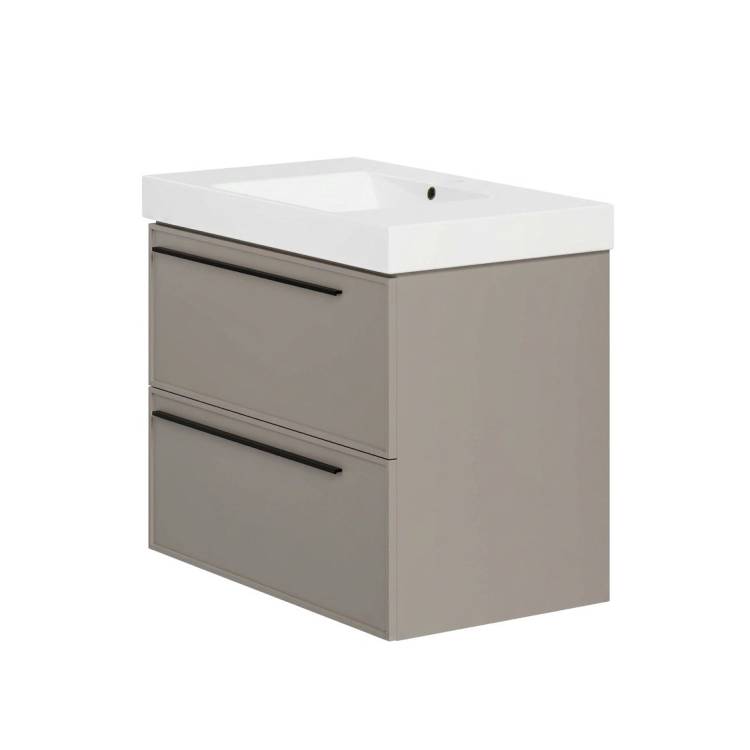 Тумба с раковиной La Fenice Elba Twin Cappuccino NFNC-01-ELB-C-80-2-3-80 бежевая матовая, 80 см