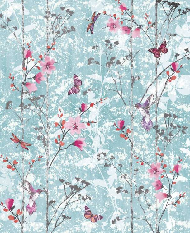 Бесшовные Eco обои Ortograf Flora 31123 Sugar Tree pastel turquoise Шелк OE-H