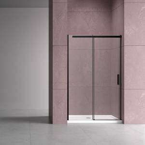 Душевая дверь в нишу Vincea Dice VDS-4D110CLB 1100x2000, профиль черный, стекло прозрачное
