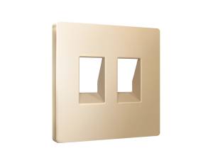 Лицевая панель для двойной компьютерной/телефонной розетки RJ-45/RJ-11 Ambrella Volt Alfa AP6121 шампань