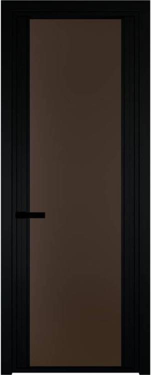 Межкомнатная дверь Profil Doors 2 AGP цвет профиля Черный, стекло безопасное 6 мм монохром шоколад 700x2000