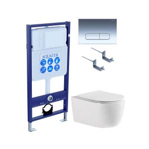 Комплект SET AQUATEK ЕВРОПА cmp016 кнопка хром, унитаз безободковый, сиденье микролифт