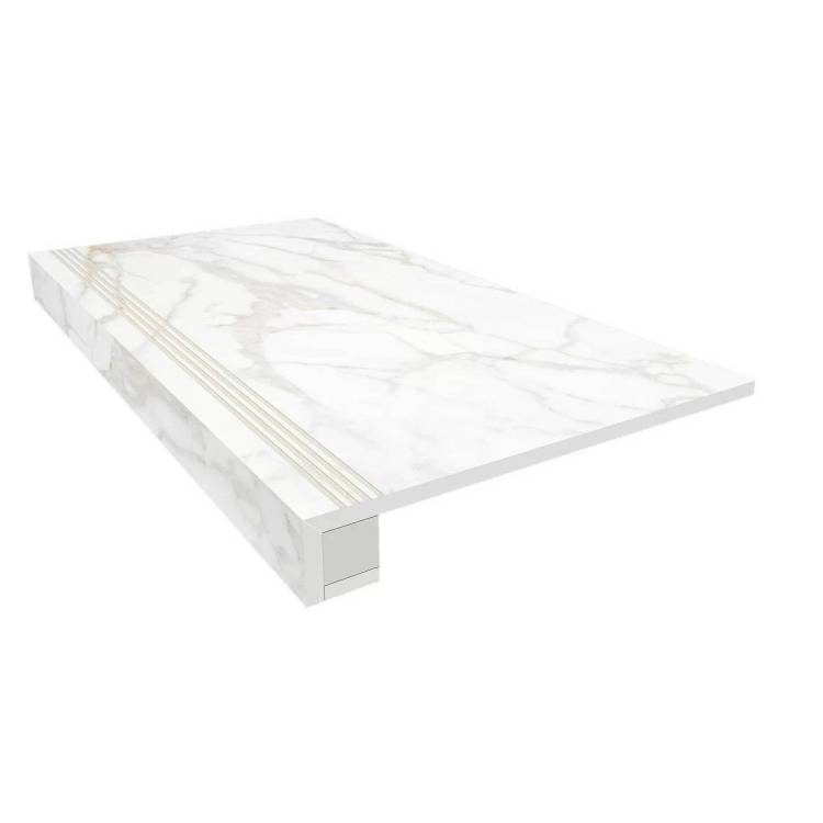 Ступень Ametis by Estima Supreme 39145 Set/Steptrade/SM02_NS/33x120/Riser/SM02_NS/14,5x120 неполированная с бортиком 33x120 + Подступенок 14.5x120