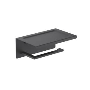 Держатель туалетной бумаги Aquatek Либра AQ4309MB с полкой, черный матовый