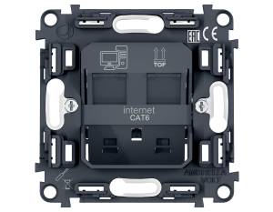 Механизм компьютерной двойной розетки RJ-45 Ambrella Volt Quant PRO PR189 серый