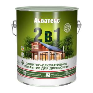 Защитно-декоративное покрытие для дерева алкидное полуматовое лессирующее Акватекс 2 в 1 бесцветный 2.7 л
