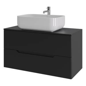 Тумба с раковиной Orange Line Li-100TubMDF+B03-600W черная матовая, 100 см