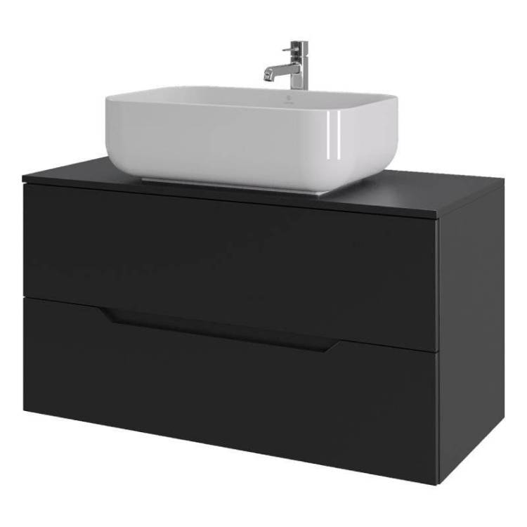Тумба с раковиной Orange Line Li-100TubMDF+B03-600W черная матовая, 100 см