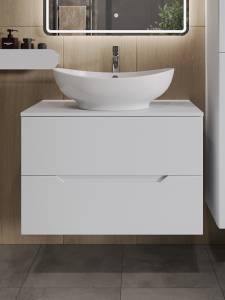 Тумба с раковиной Orange Лайн Li-80TuwMDF+B08-585W белая матовая, 80 см
