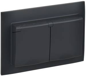 Розетка 2-местная с крышкой IEK Skandy SK-R26-16-44-K53-F графит
