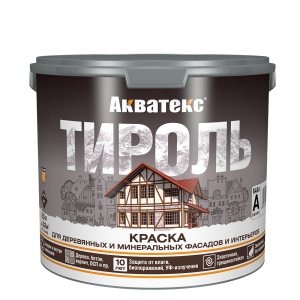 Краска для деревянных и минеральных фасадов и интерьеров Акватекс Тироль матовая база А 2.5 л