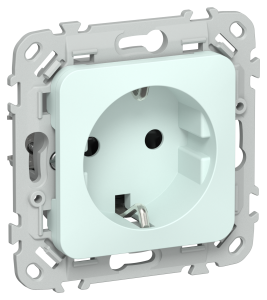 Розетка 1-местная с заземлением и шторками IEK Flite FI-R14-16-1-K94 холодный лед