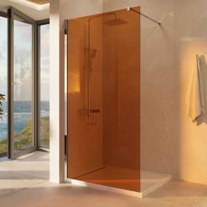 Душевая перегородка Vincea Walk in VSW-1H100GS профиль хром, стекло янтарь, 100x200