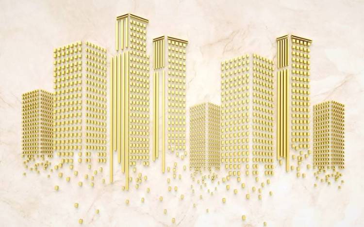 3D Фотообои Artegrafico «Золотой город» AM-015 песок