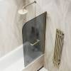 Шторка на ванну MaybahGlass MGV-786-2 70x140, поворотная, стекло графит матовый 6 мм, профиль бронза, с полотенцедержателем