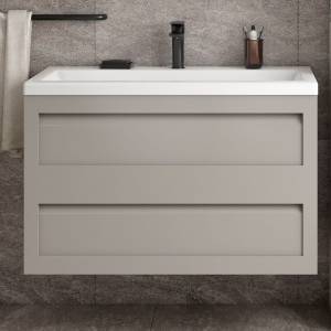 Тумба с раковиной Art&Max Platino 90, подвесная, светло-серая матовая