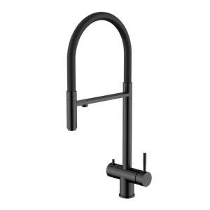 Смеситель для кухни Knotlor Infinity SS-16/GM с подключением фильтра, вороненая сталь
