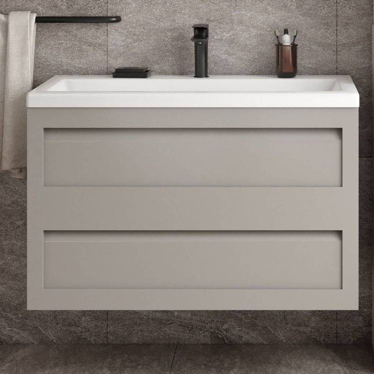 Тумба с раковиной Art&Max Platino 90, подвесная, светло-серая матовая