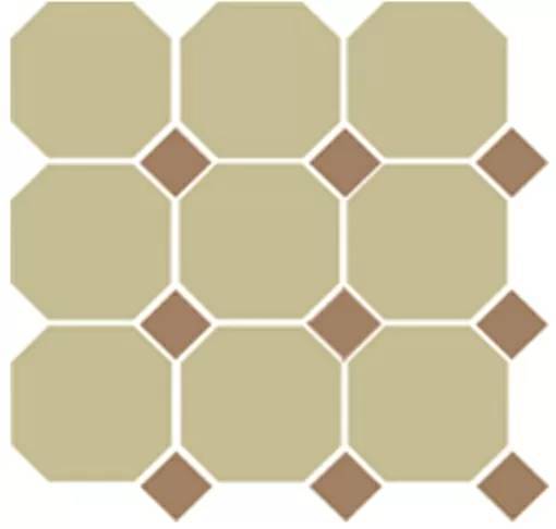 Керамогранит Top Cer Victorian Designs 4403OCT04 -1Ch Yellow OCTAGON 03/Caramel Dots 04 (лист 30х30 9 штук+вставки)