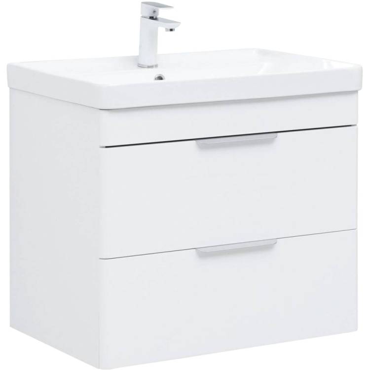 Тумба с раковиной Aquanet Ирис new 00310145 710 белый глянец, 2 ящика