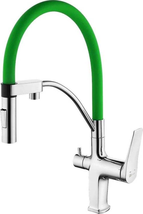 Смеситель для кухни Lemark Comfort LM3074C-Green хром/зеленый с гибким изливом