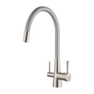 Смеситель для кухни Lemark Comfort LM3075BN-Silver с подключением к фильтру с питьевой водой Никель/Серебристый
