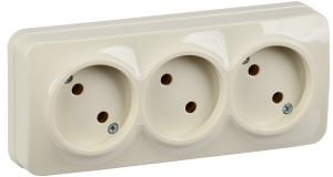 Розетка 3-местная IEK Glory ERH30-K33-10 кремовый