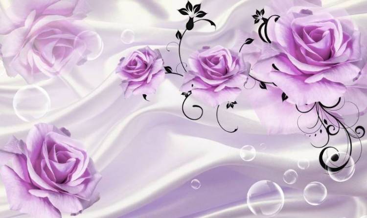 3D Фотообои Artegrafico «Розы на сиреневом шелке» RH-054 канвас