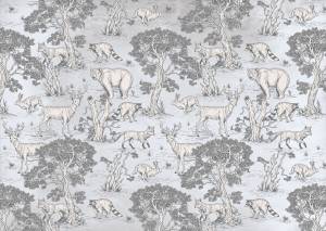 Бесшовные Eco обои Ortograf Flora 31282 Forest animals light Жемчуг ОЕ-Р3