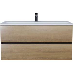 Тумба с раковиной Uperwood Barsa 293020544 подвесная, черная, дуб сонома, 100 см