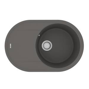 Кухонная мойка Lemark LACHA 760 9910059 врезная овальная с крылом из кварцгранита серый шелк