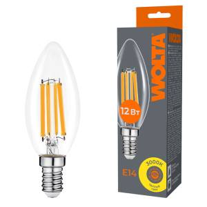 Светодиодная лампа Wolta Filament WF-C35-12W3KE14