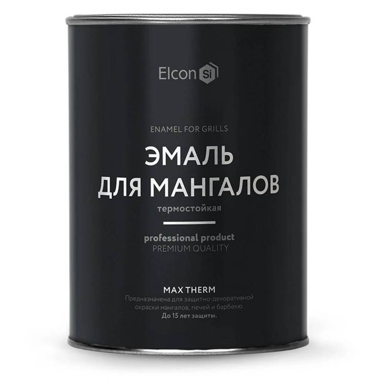Эмаль термостойкая для мангалов Elcon черная до 1000С 0.8 кг