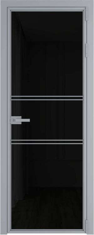 Межкомнатная дверь Profil Doors 2 AX цвет профиля Серебро, стекло безопасное 6 мм черный триплекс 700x2000