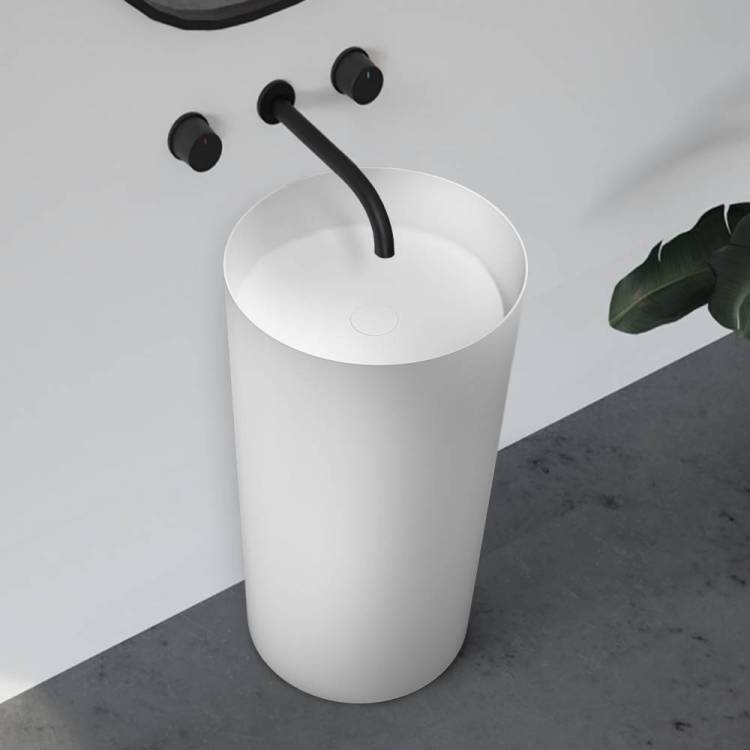 Раковина Abber Stein AS2506-H напольная, 45 см, белая матовая