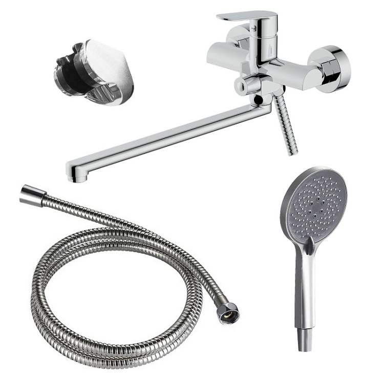 Смеситель для ванны Azario Alanti AZ-K1732 длинный излив, хром