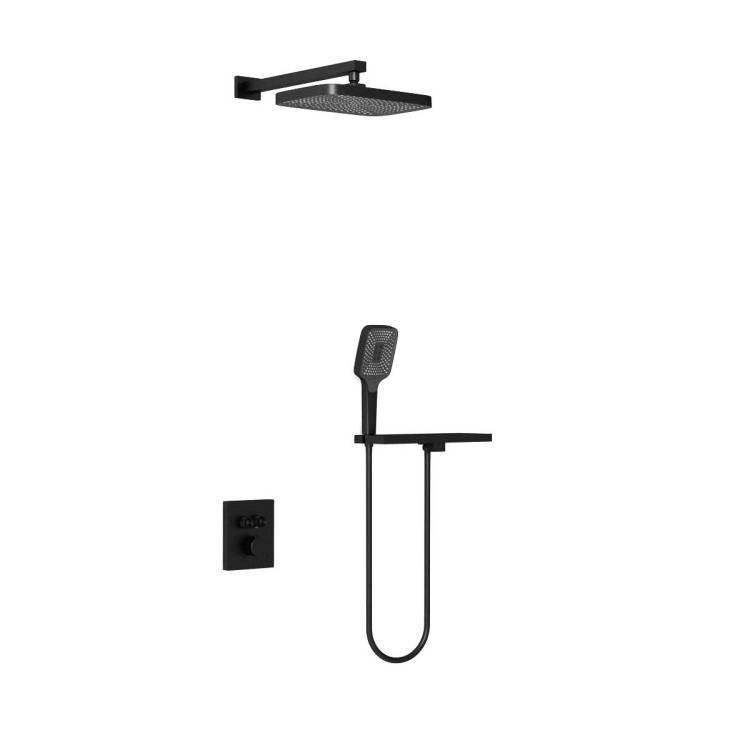 Душевой комплект Vincea VSFW-321MT1RMB черный матовый, встраиваемый, с термостатом