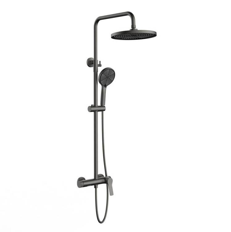Душевая стойка Vincea Arco VSFS-4AR1GM с изливом, вороненая сталь